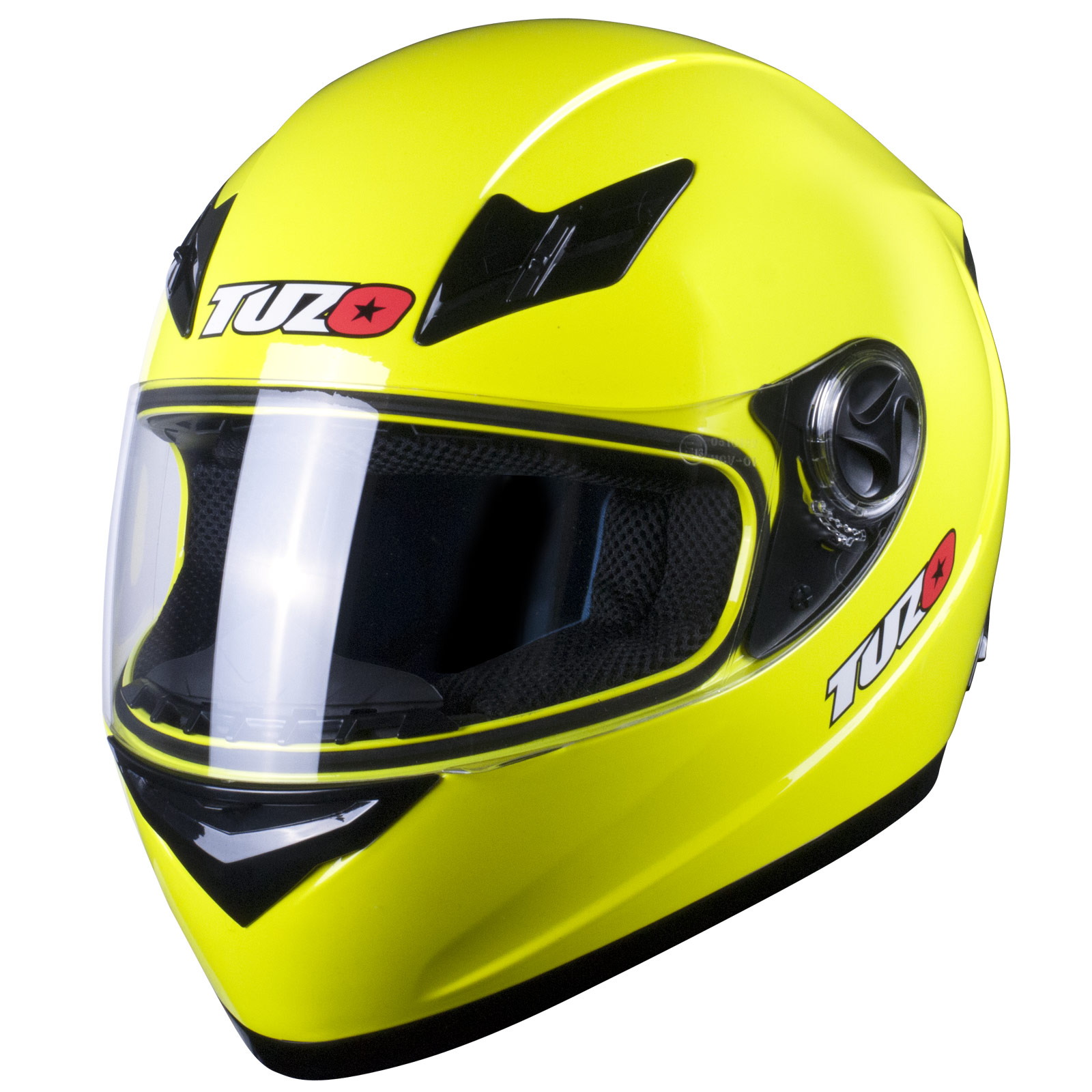 Tuzo Tracer Full Face Motorcycle Crash Helmet Flo Yellow XS